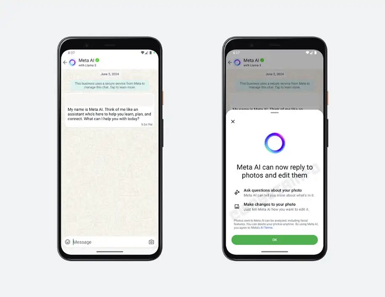 واتساپ قابلیت ویرایش عکس با هوش مصنوعی Meta AI را دریافت می‌کند|تکلی